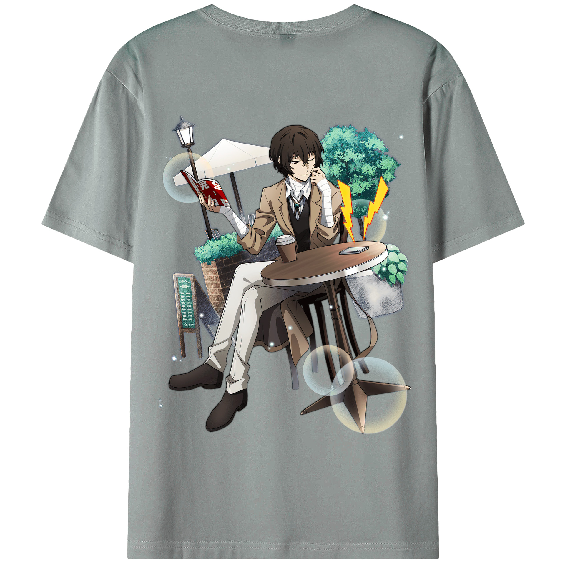 （画像用） 文豪ストレイドッグス Bungo Stray Dogs 綿100％ メンズ半袖Tシャツ（バックプリント） 通気性